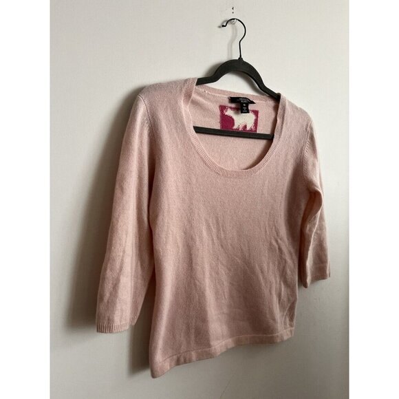 Weekend MaxMara 100 % Cashmere Pink Scoopneck Polar Bear Top Medium - Picture 3 of 12